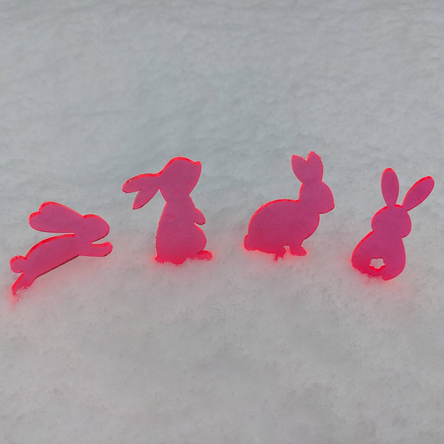 4er Set Hasen Stecker aus hochwertigem floureszierenden Acrylglas für Kuchen, Muffin oder Blumenbeet