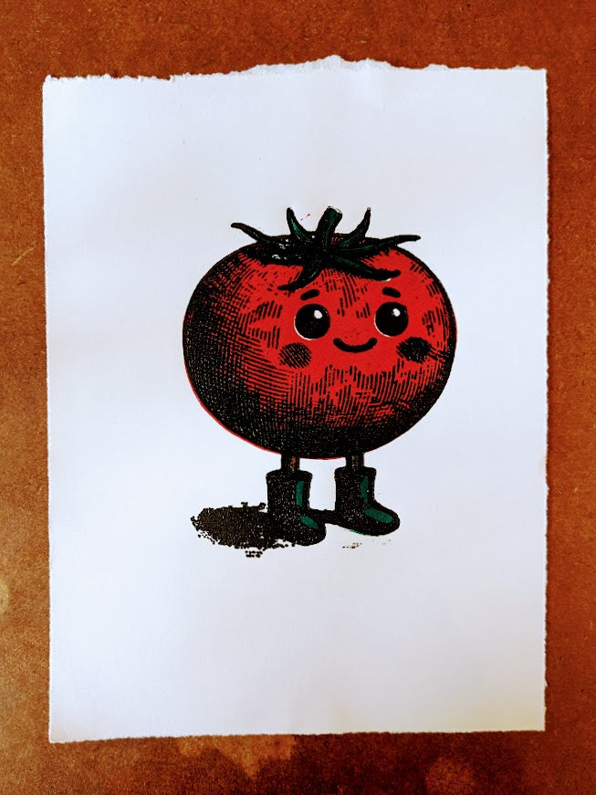 Toni Tomate – Fröhlicher Linoldruck