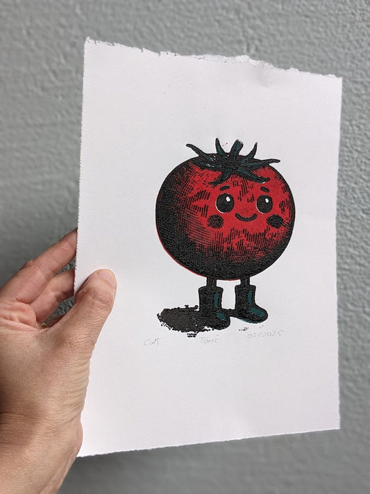 Toni Tomate – Fröhlicher Linoldruck